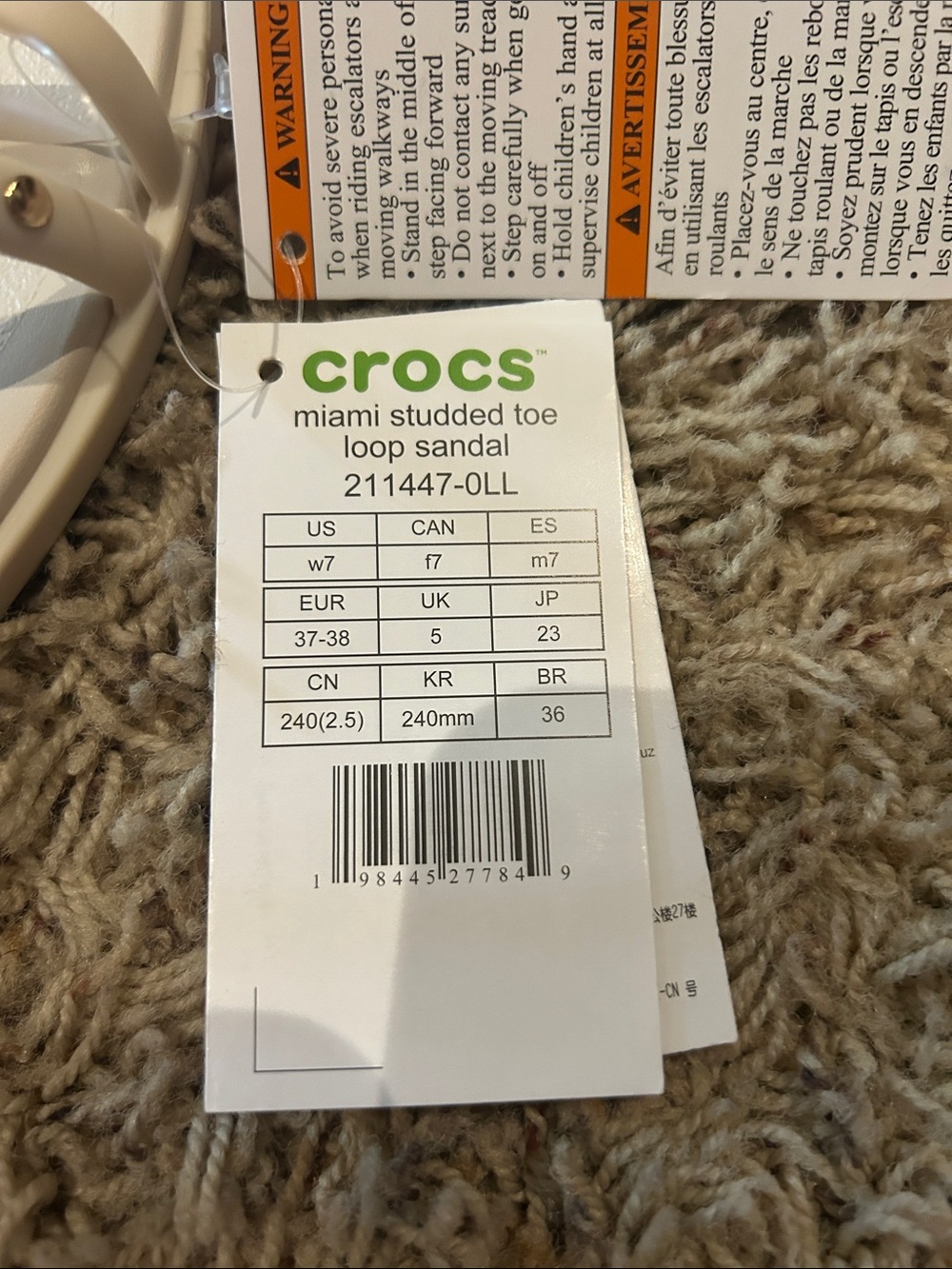 CROCS Women's White Strappy Slide Sandals with Stud Accents - Picture 2 of 3